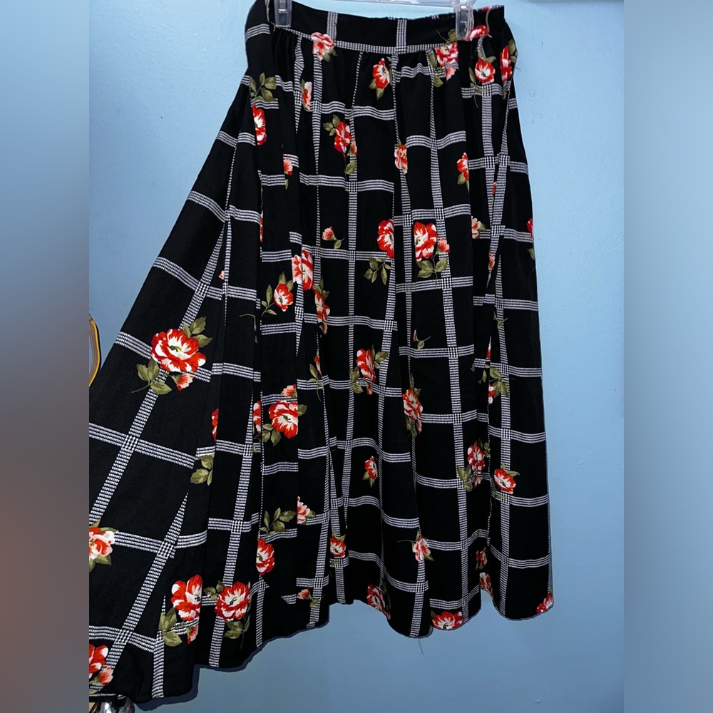 Floral print high waist flare skirt